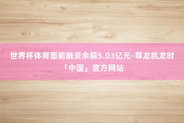 世界杯体育面前融资余额5.03亿元-尊龙凯龙时「中国」官方网站