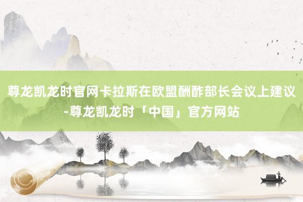 尊龙凯龙时官网卡拉斯在欧盟酬酢部长会议上建议-尊龙凯龙时「中国」官方网站