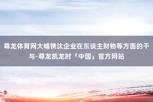 尊龙体育网大幅镌汰企业在东谈主财物等方面的干与-尊龙凯龙时「中国」官方网站