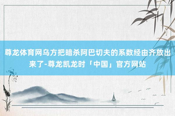 尊龙体育网乌方把暗杀阿巴切夫的系数经由齐放出来了-尊龙凯龙时「中国」官方网站