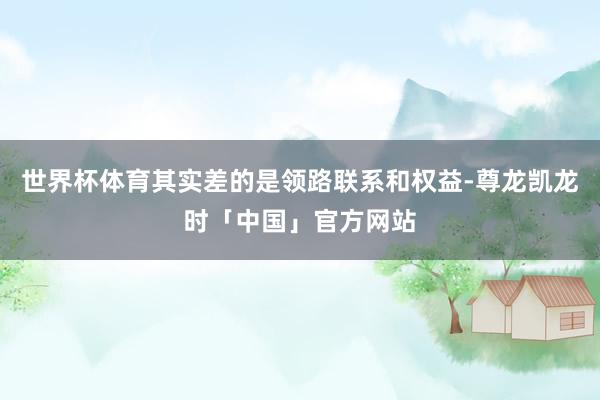 世界杯体育其实差的是领路联系和权益-尊龙凯龙时「中国」官方网站